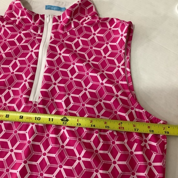 J. McLaughlin Pink White Sleeveless Polo Top - Picture 9 of 11